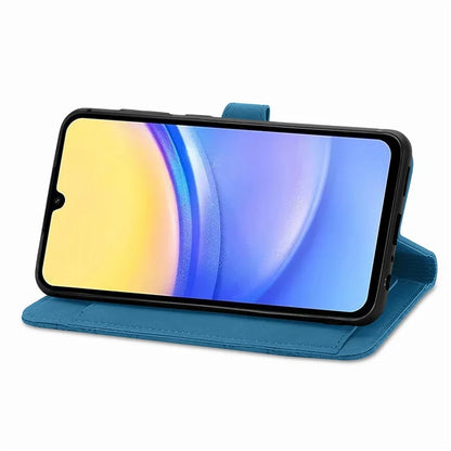 For Samsung Galaxy A15 4G / 5G Case Flower PU Leather Zipper Flip Folio Wallet Phone Cover