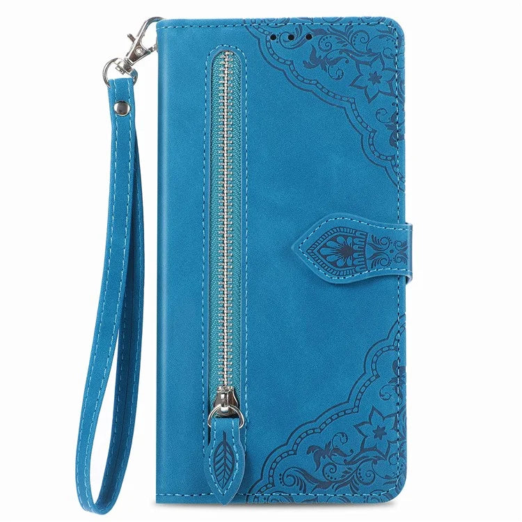 For Samsung Galaxy A15 4G / 5G Case Flower PU Leather Zipper Flip Folio Wallet Phone Cover