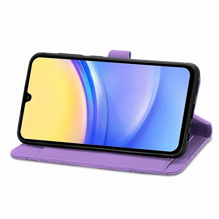 For Samsung Galaxy A15 4G / 5G Case Flower PU Leather Zipper Flip Folio Wallet Phone Cover