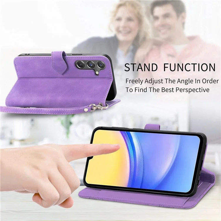 For Samsung Galaxy A15 4G / 5G Case Flower PU Leather Zipper Flip Folio Wallet Phone Cover