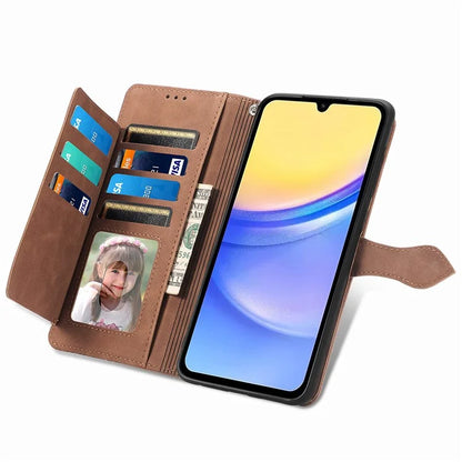 For Samsung Galaxy A15 4G / 5G Case Flower PU Leather Zipper Flip Folio Wallet Phone Cover