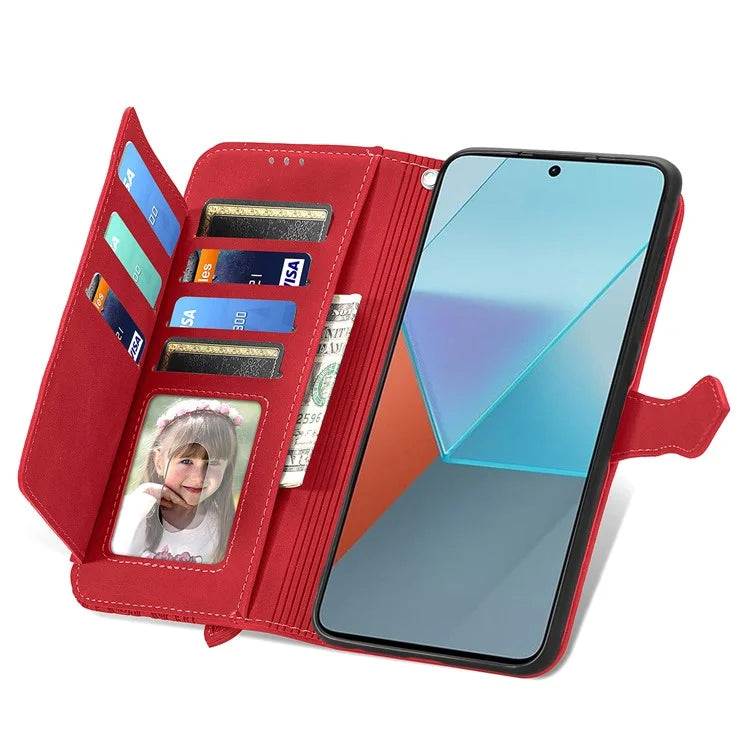 For Xiaomi Redmi Note 13 Pro 5G / Poco X6 5G Case Flower Imprinted Leather Full Body Protection Phone Cover