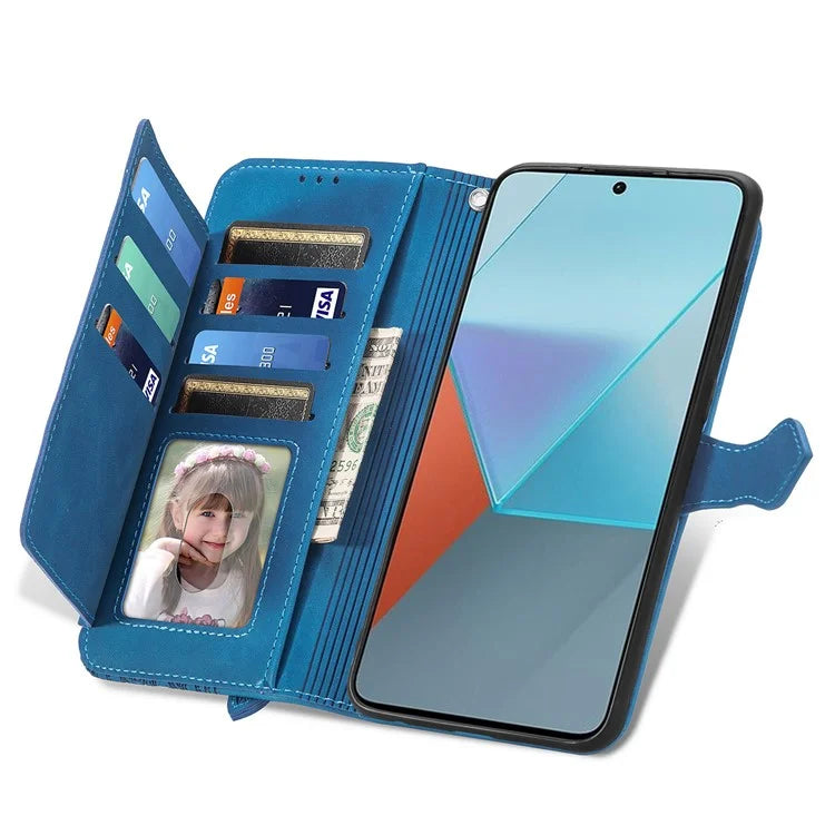 For Xiaomi Redmi Note 13 Pro 5G / Poco X6 5G Case Flower Imprinted Leather Full Body Protection Phone Cover