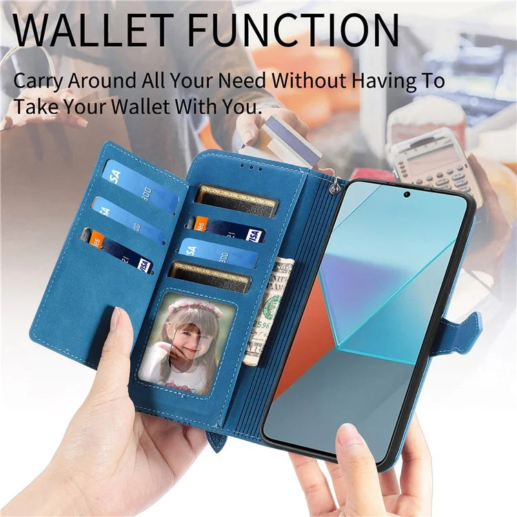 For Xiaomi Redmi Note 13 Pro 5G / Poco X6 5G Case Flower Imprinted Leather Full Body Protection Phone Cover