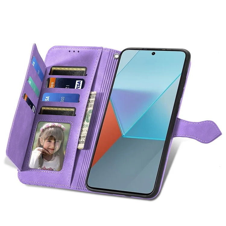 For Xiaomi Redmi Note 13 Pro 5G / Poco X6 5G Case Flower Imprinted Leather Full Body Protection Phone Cover