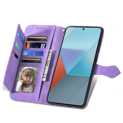 For Xiaomi Redmi Note 13 Pro 5G / Poco X6 5G Case Flower Imprinted Leather Full Body Protection Phone Cover