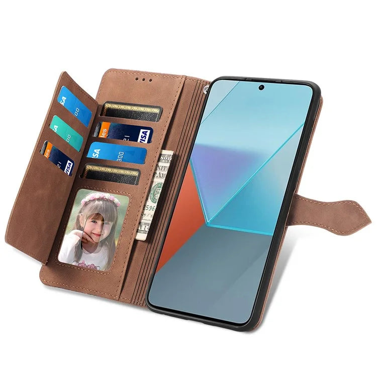 For Xiaomi Redmi Note 13 Pro 5G / Poco X6 5G Case Flower Imprinted Leather Full Body Protection Phone Cover