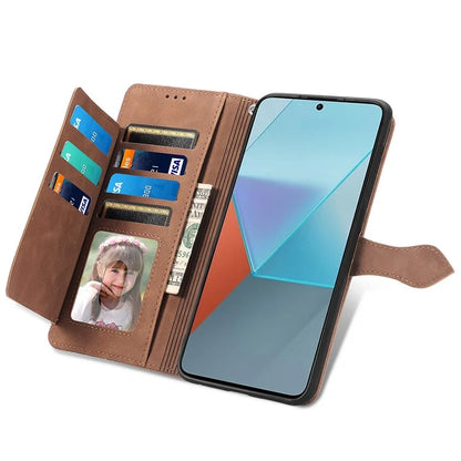 For Xiaomi Redmi Note 13 Pro 5G / Poco X6 5G Case Flower Imprinted Leather Full Body Protection Phone Cover
