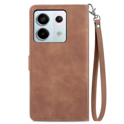 For Xiaomi Redmi Note 13 Pro 5G / Poco X6 5G Case Flower Imprinted Leather Full Body Protection Phone Cover