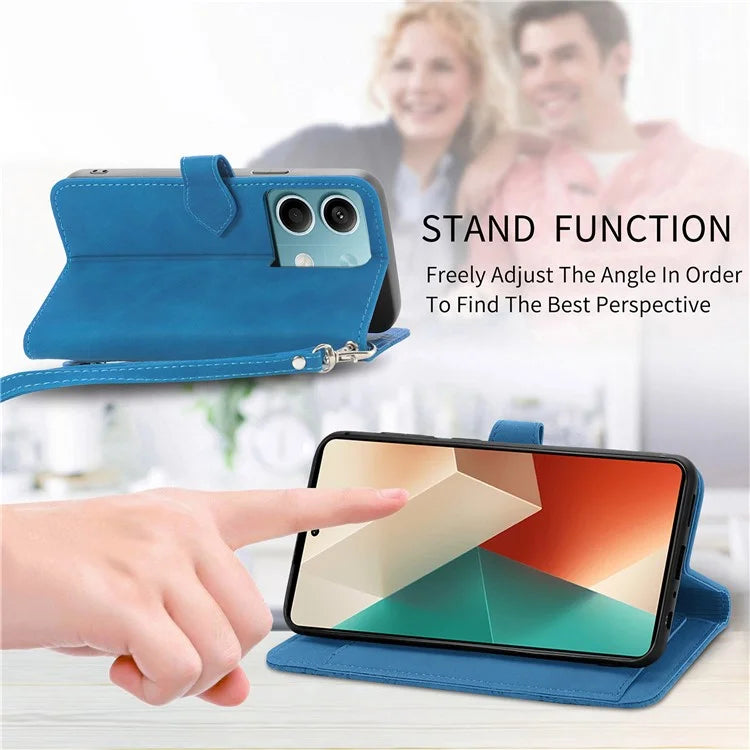 For Xiaomi Redmi Note 13 5G Case Handbag Zipper Pocket Flower Imprinted Leather Phone Cover