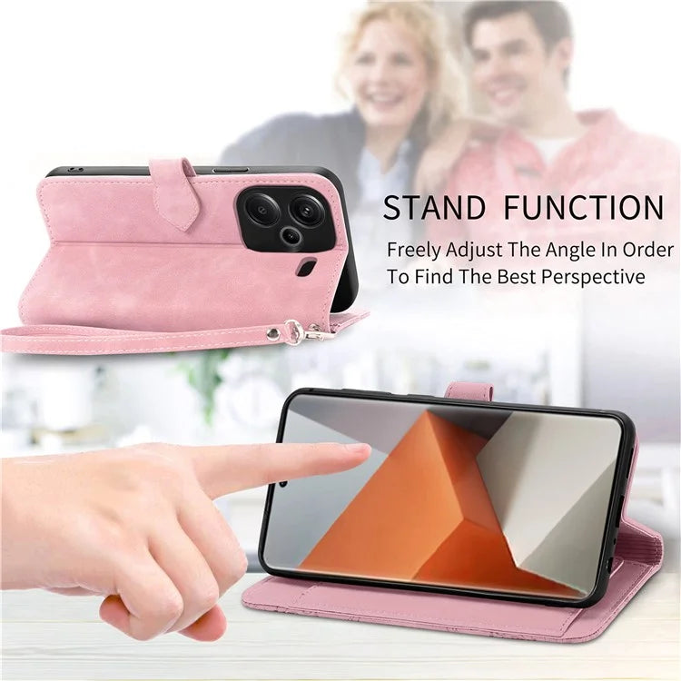 For Xiaomi Redmi Note 13 Pro+ 5G Leather Wallet Case Zipper Pocket Flower Phone Cover