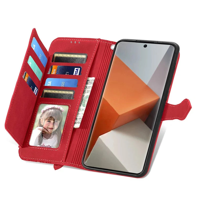 For Xiaomi Redmi Note 13 Pro+ 5G Leather Wallet Case Zipper Pocket Flower Phone Cover