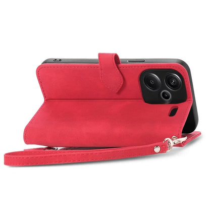 For Xiaomi Redmi Note 13 Pro+ 5G Leather Wallet Case Zipper Pocket Flower Phone Cover