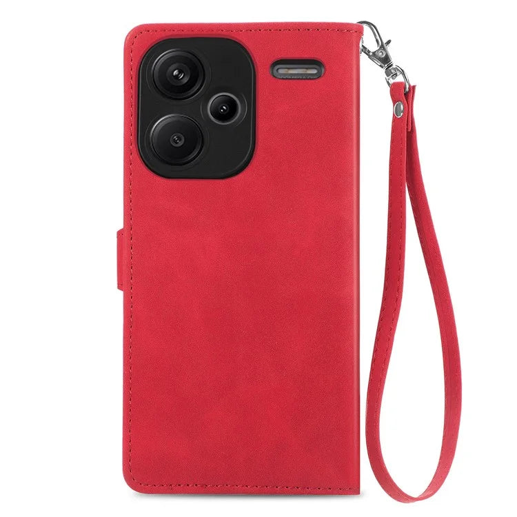 For Xiaomi Redmi Note 13 Pro+ 5G Leather Wallet Case Zipper Pocket Flower Phone Cover