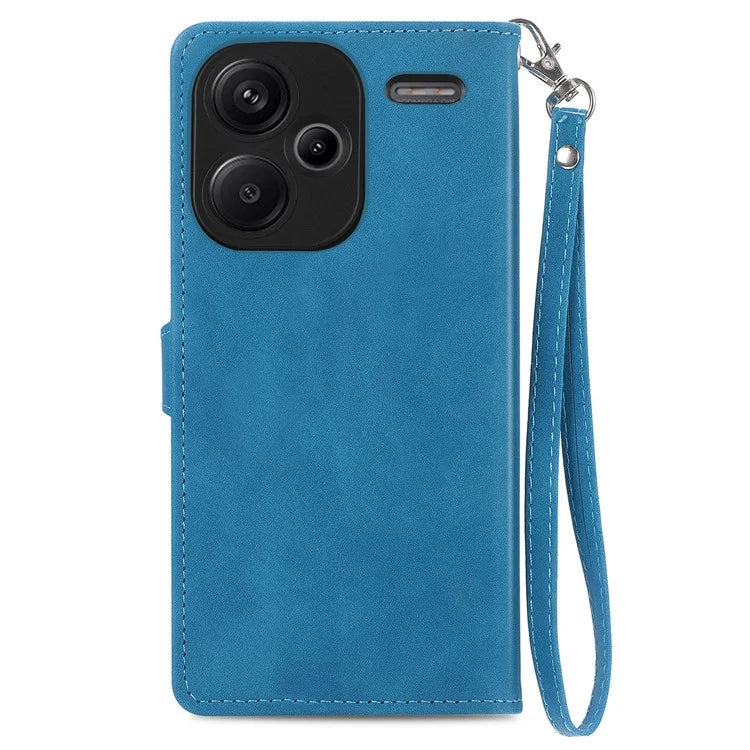For Xiaomi Redmi Note 13 Pro+ 5G Leather Wallet Case Zipper Pocket Flower Phone Cover