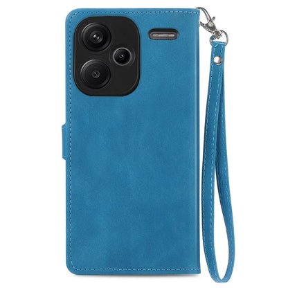 For Xiaomi Redmi Note 13 Pro+ 5G Leather Wallet Case Zipper Pocket Flower Phone Cover