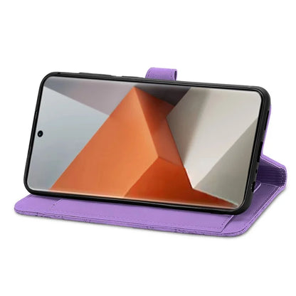 For Xiaomi Redmi Note 13 Pro+ 5G Leather Wallet Case Zipper Pocket Flower Phone Cover