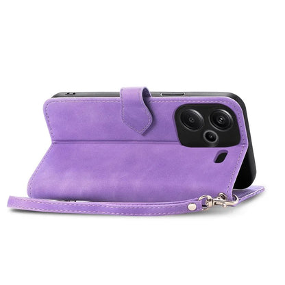 For Xiaomi Redmi Note 13 Pro+ 5G Leather Wallet Case Zipper Pocket Flower Phone Cover
