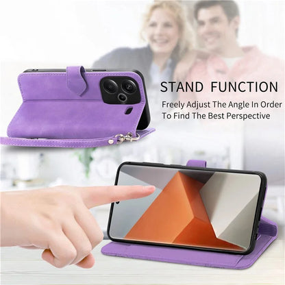 For Xiaomi Redmi Note 13 Pro+ 5G Leather Wallet Case Zipper Pocket Flower Phone Cover
