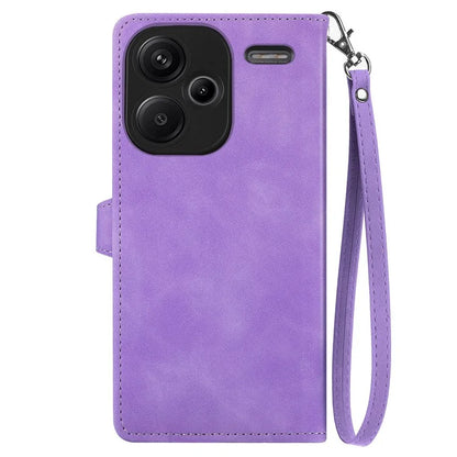 For Xiaomi Redmi Note 13 Pro+ 5G Leather Wallet Case Zipper Pocket Flower Phone Cover