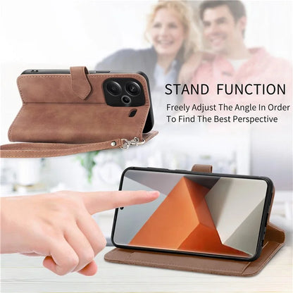 For Xiaomi Redmi Note 13 Pro+ 5G Leather Wallet Case Zipper Pocket Flower Phone Cover