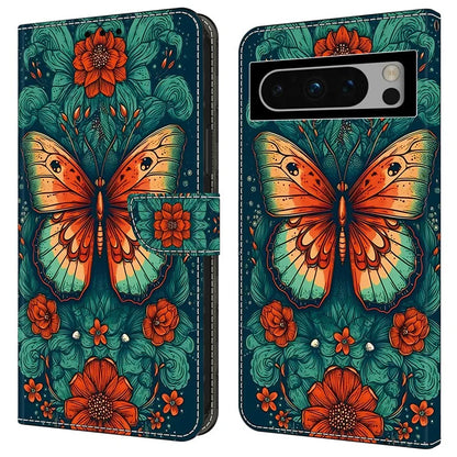 For Google Pixel 9 Pro XL Case Pattern Printing Leather Flip Phone Cover