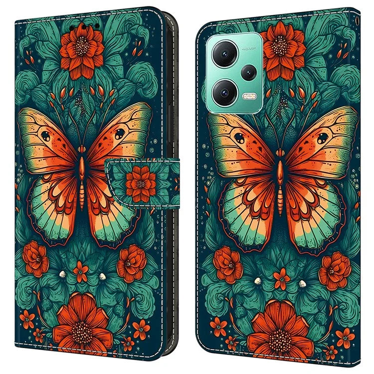 For Xiaomi Redmi Note 12 5G (Global) / (China) / (India) / Poco X5 5G Case Pattern Leather Flip Phone Cover