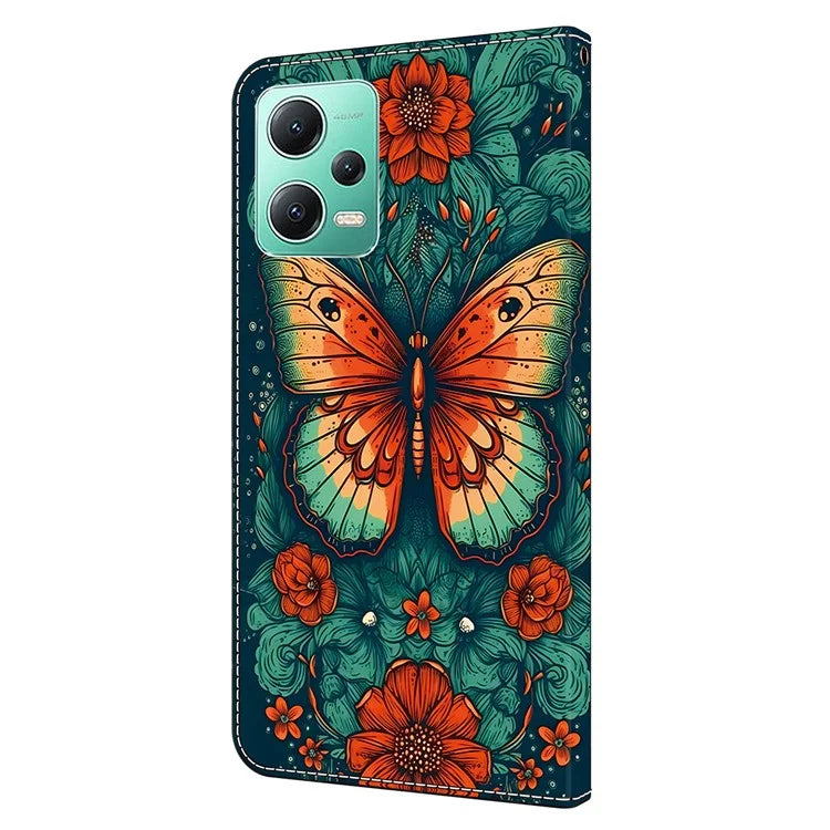 For Xiaomi Redmi Note 12 5G (Global) / (China) / (India) / Poco X5 5G Case Pattern Leather Flip Phone Cover