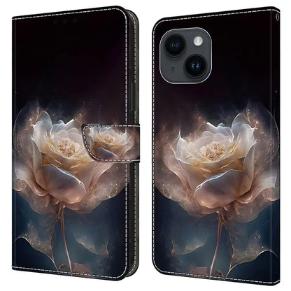 For iPhone 15 Plus Shockproof Wallet Case Pattern Printing Leather Flip Phone Cover