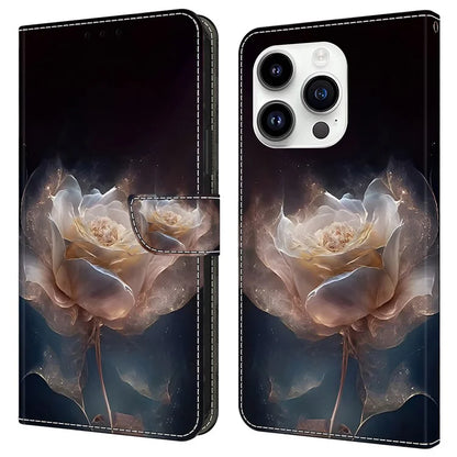 For iPhone 15 Pro Leather Case Pattern Printing Wallet Flip Phone Cover