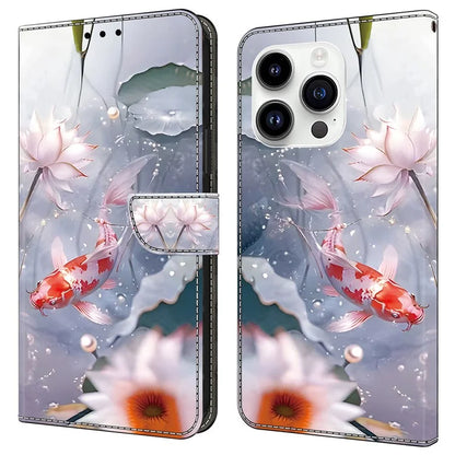 For iPhone 15 Pro Leather Case Pattern Printing Wallet Flip Phone Cover