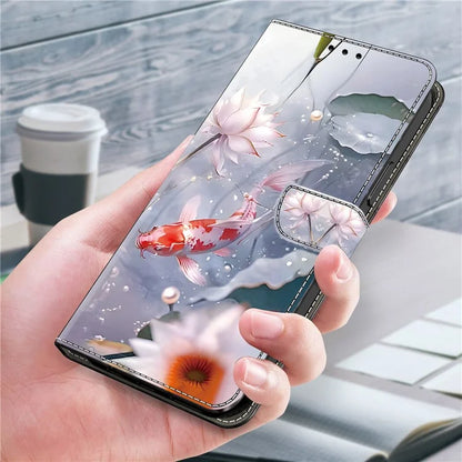 For iPhone 15 Pro Max Case PU Leather Pattern Magnetic Closure Folio Phone Cover