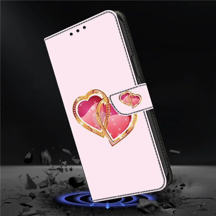 For iPhone 15 Pro Max Case PU Leather Pattern Magnetic Closure Folio Phone Cover