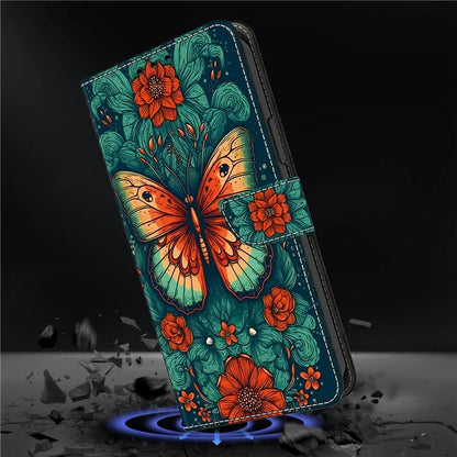 For iPhone 15 Pro Max Case PU Leather Pattern Magnetic Closure Folio Phone Cover