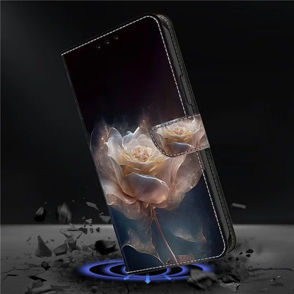 For iPhone 15 Pro Max Case PU Leather Pattern Magnetic Closure Folio Phone Cover