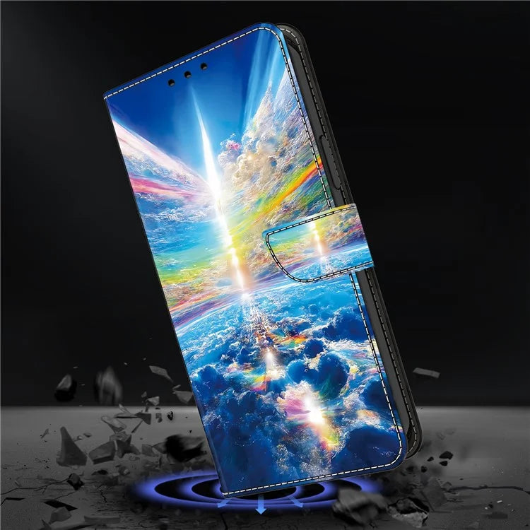 For iPhone 15 Pro Max Case PU Leather Pattern Magnetic Closure Folio Phone Cover