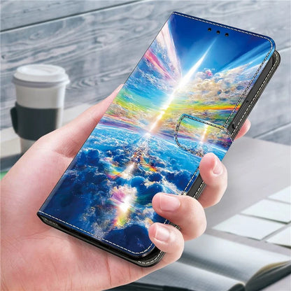 For iPhone 15 Pro Max Case PU Leather Pattern Magnetic Closure Folio Phone Cover