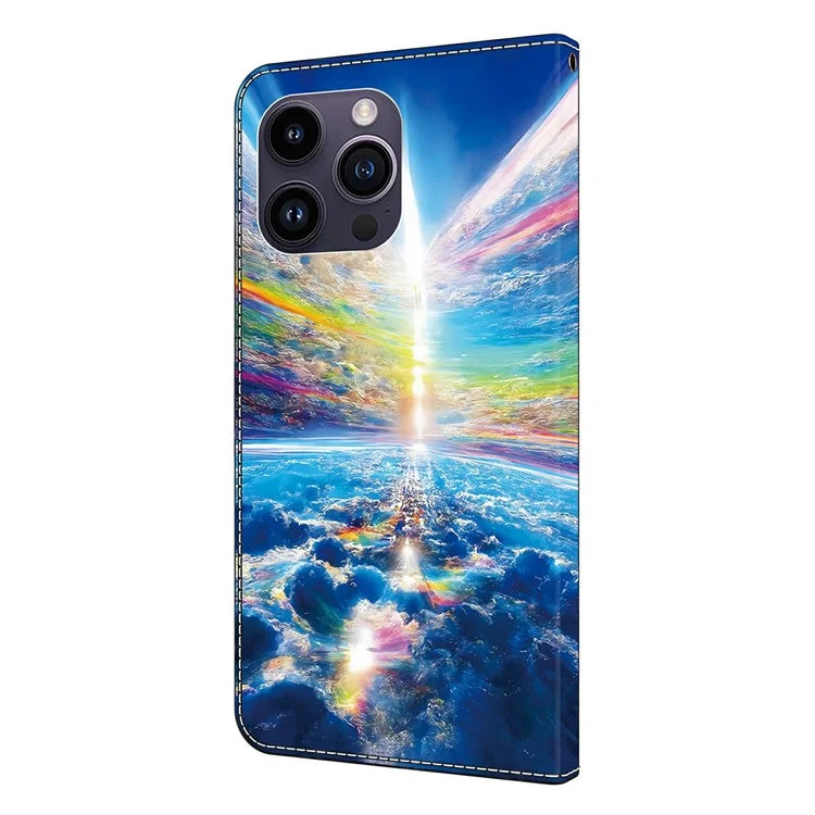 For iPhone 15 Pro Max Case PU Leather Pattern Magnetic Closure Folio Phone Cover