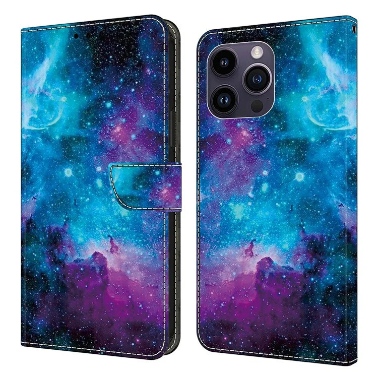 For iPhone 15 Pro Max Case PU Leather Pattern Magnetic Closure Folio Phone Cover