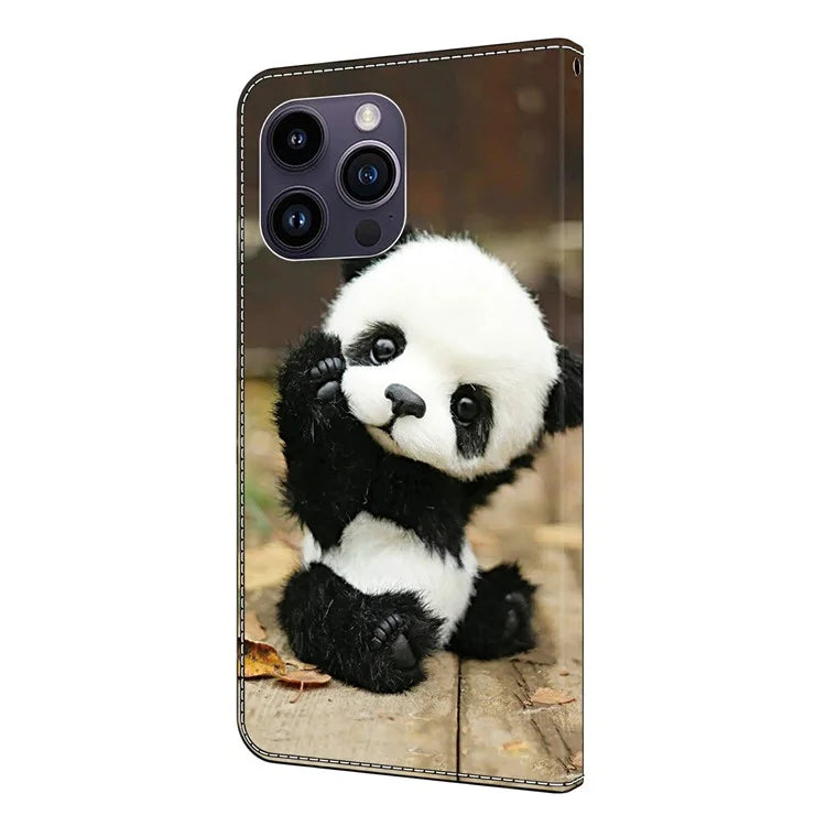 For iPhone 15 Pro Max Case PU Leather Pattern Magnetic Closure Folio Phone Cover