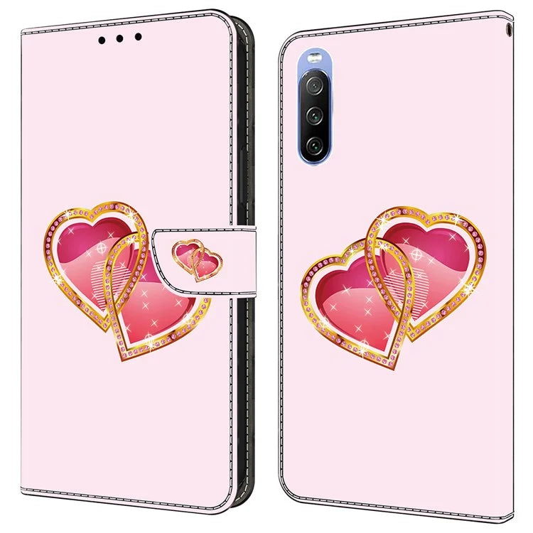 For Sony Xperia 10 V Magnetic Case PU Leather r Pattern Printing Phone Wallet Cover