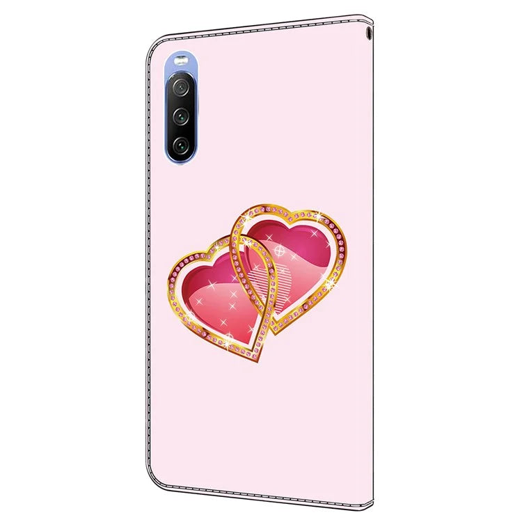 For Sony Xperia 10 V Magnetic Case PU Leather r Pattern Printing Phone Wallet Cover