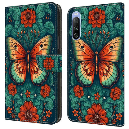 For Sony Xperia 10 V Magnetic Case PU Leather r Pattern Printing Phone Wallet Cover