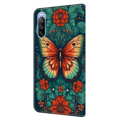 For Sony Xperia 10 V Magnetic Case PU Leather r Pattern Printing Phone Wallet Cover