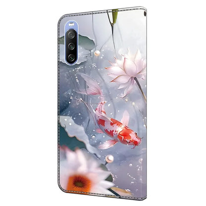 For Sony Xperia 10 V Magnetic Case PU Leather r Pattern Printing Phone Wallet Cover