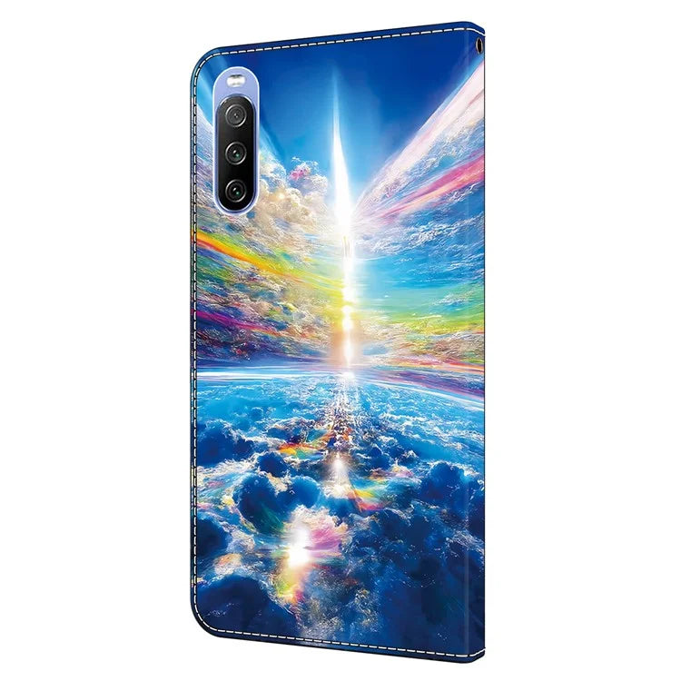 For Sony Xperia 10 V Magnetic Case PU Leather r Pattern Printing Phone Wallet Cover