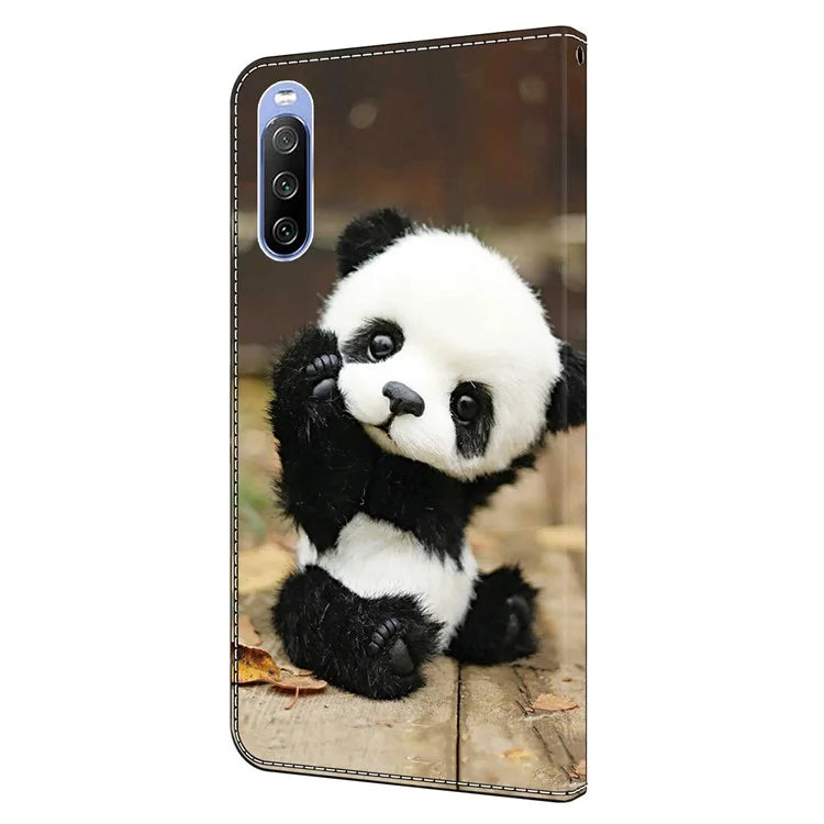 For Sony Xperia 10 V Magnetic Case PU Leather r Pattern Printing Phone Wallet Cover