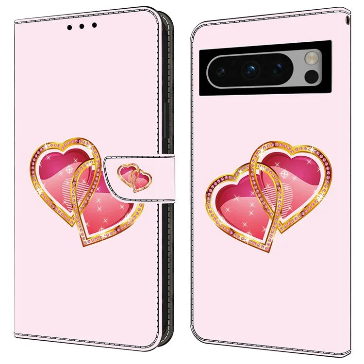 For Google Pixel 8 Pro Case Well-protected Pattern Printed Leather Stand Phone Wallet Cover