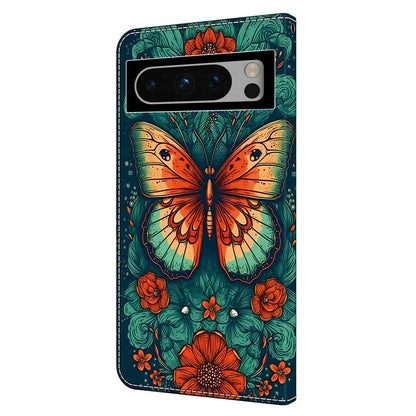 For Google Pixel 8 Pro Case Well-protected Pattern Printed Leather Stand Phone Wallet Cover
