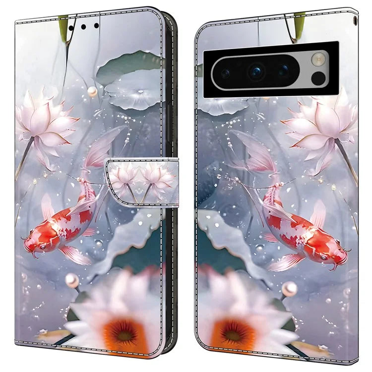 For Google Pixel 8 Pro Case Well-protected Pattern Printed Leather Stand Phone Wallet Cover